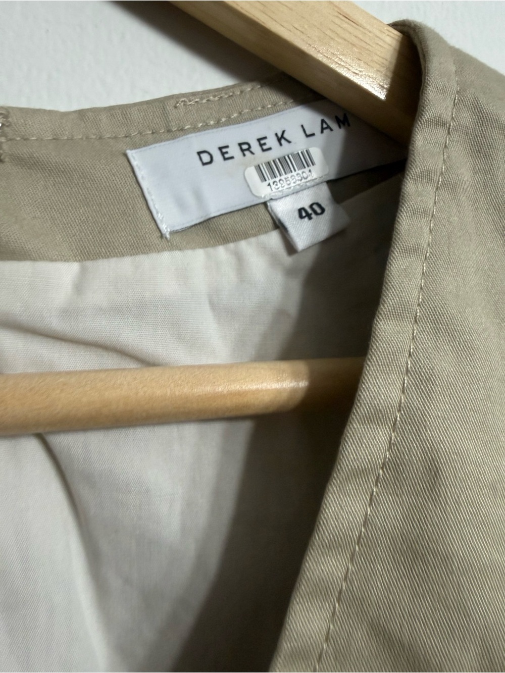 Derek Lam Collective Khaki Lace Hem Midi Dress IT 40 | Designer Cotton Twill RTR - Picture 3 of 10